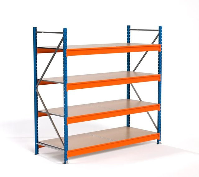 PROREGAL Industrie Weitspannregal MAXIMUS PRO Lagerregal mit 4 Spanplatten-Fachböden, Blau/Orange, H x B x T: 200 x 150 x 80 cm - Bild 1