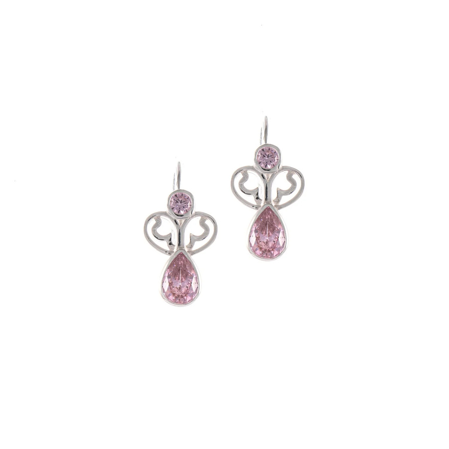 Ohrringe Dirndl Funkeln, 925 Silber, Zirkonia, rosa, Damen - Bild 1