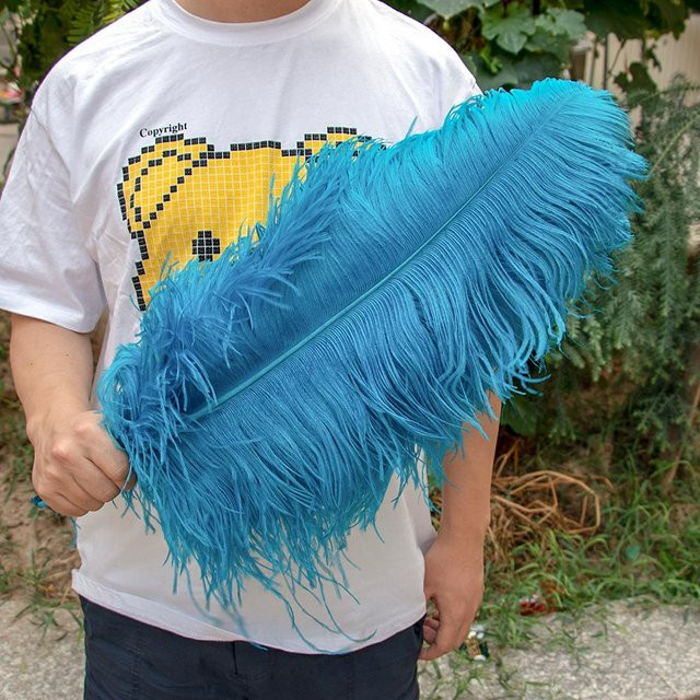 10 Stück blaue Straußenfedern für DIY Bastelarbeiten und Hochzeitsdekoration, Länge: 35-40 cm - Bild 1