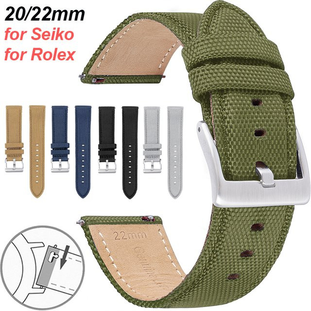 HQstrap Uhrenarmband Leder-Nylon, 20 22 mm, Unisex - Bild 1