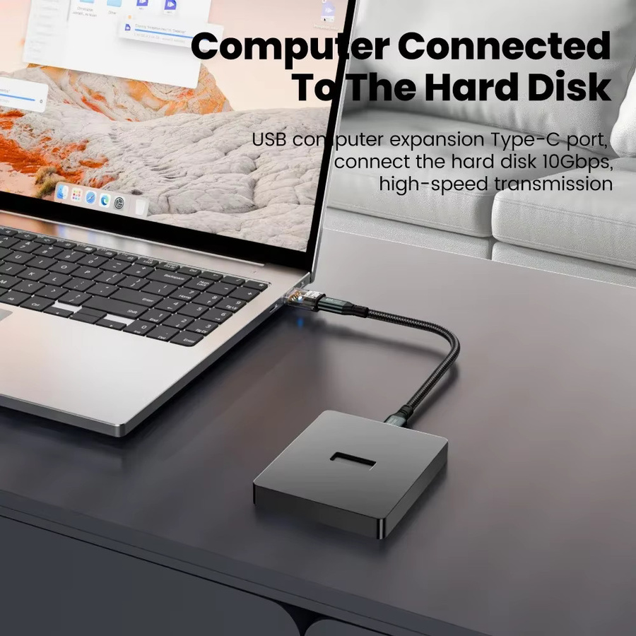 Transparenter USB-C-auf-USB-A-Adapter mit 120 W Schnellladung und 10 GB/s Datenübertragung in Schwarz - Bild 5