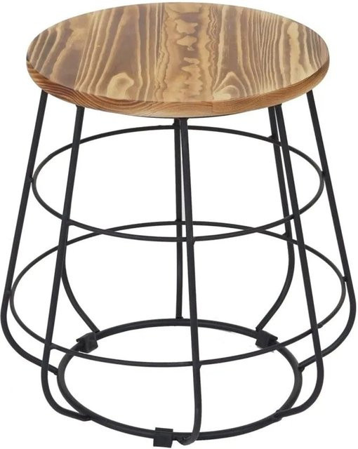 Sitzhocker mit Stauraum MCW-A80 aus Echtholz in Industriedesign, Farbe Braun-schwarz, Durchmesser: 35 cm, Höhe: 40 cm - Bild 2