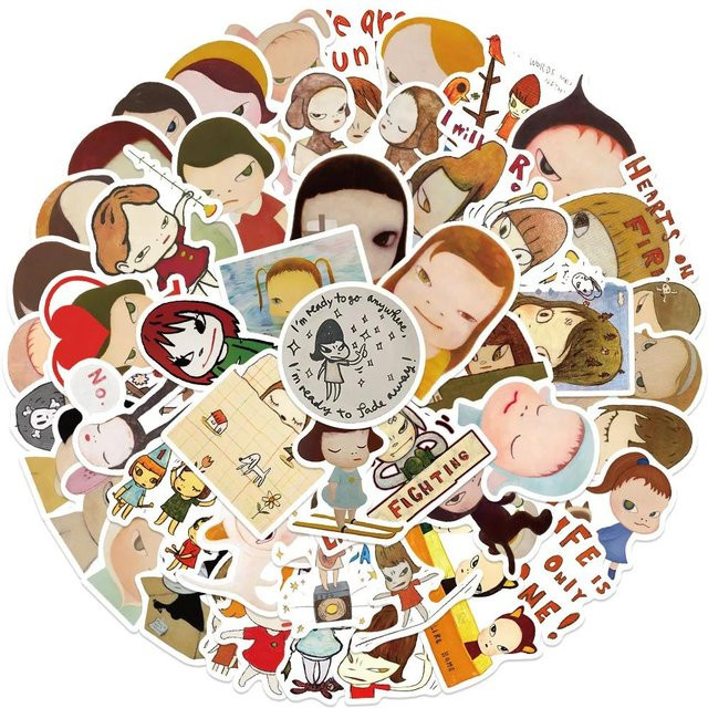 50 Stück Nara Yoshitomo Cartoon Aufkleber in Multicolour zur Dekoration von Laptop, Notizbuch und Koffer von Binchi Outdoor Product - Bild 1