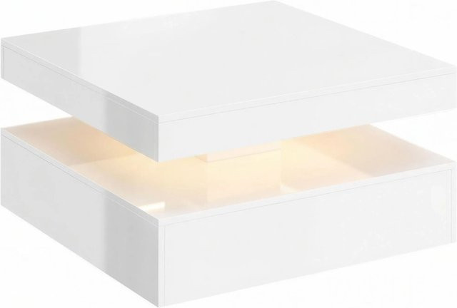 HOMCOM Couchtisch aus MDF in Hochglanzweiß, modern und quadratisch, B/T/H: 78 x 78 x 40 cm - Bild 1
