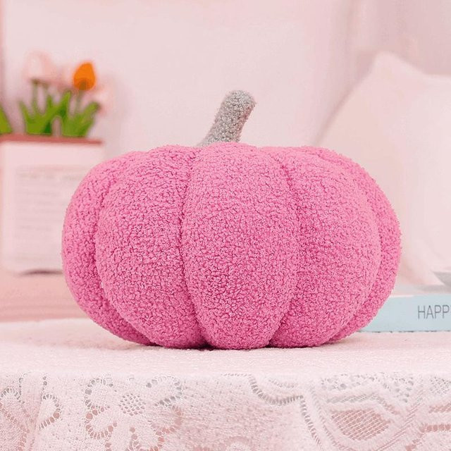 Yiran Health & Beauty Dekoratives Kürbis Kissen aus Plüsch in Pink, 3D Kürbis Wurfkissen für Herbst und Thanksgiving, Durchmesser: 20 cm - Bild 1