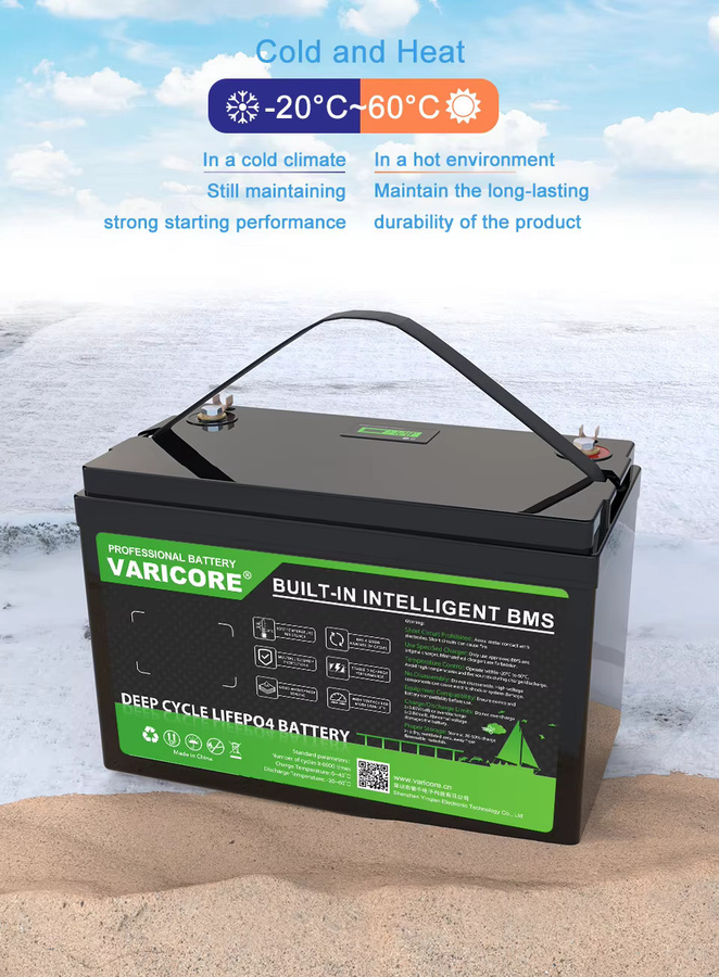 VariCore 12 V 120 Ah LiFePO4-Batterie in Schwarz mit integriertem BMS für Wohnmobile, Solarsysteme und Yachten - Bild 5