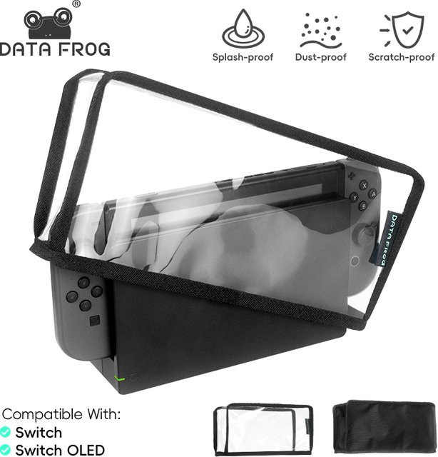 DATA FROG Staubschutzhülle für Nintendo Switch OLED TV Dock, transparent - Bild 1