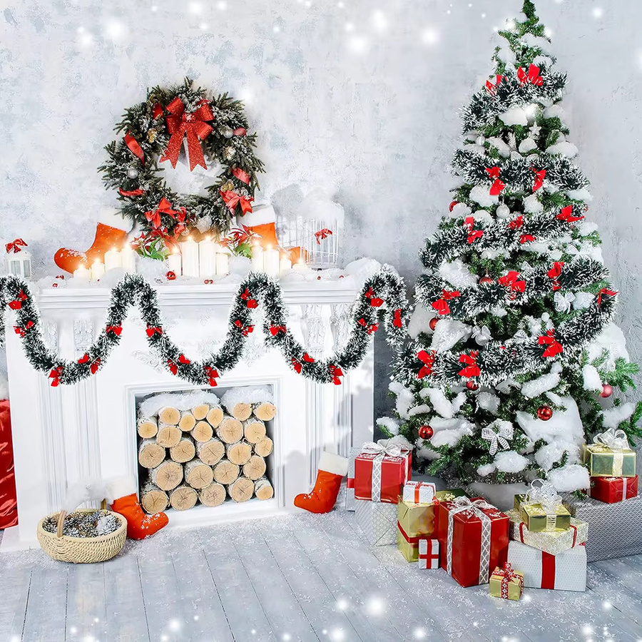 Surpsea Weihnachts-Hängegirlande mit Schleife in Grün, 2er-Pack, Länge: 198 cm - Bild 3
