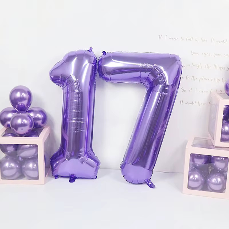 DAWN Digitale Folienballons in Lila für Geburtstage und Hochzeiten, Durchmesser: 81,28 cm - Bild 3