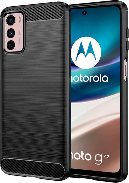 Techsuit Schutzhülle für Motorola Moto G42 in Schwarz mit Carbon-Optik - Bild 1