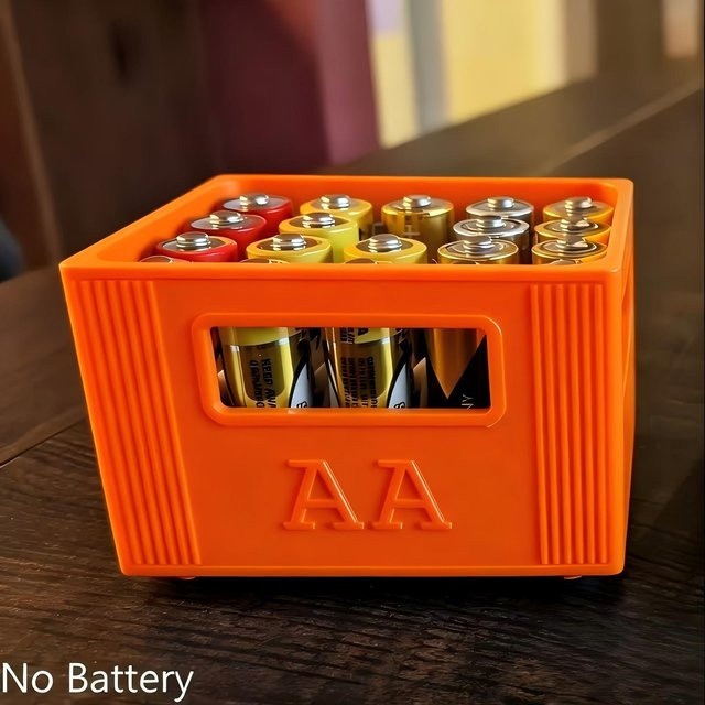 YULIN Batterieaufbewahrungsbox aus Kunststoff mit 30 oder 20 Fächern für AAA und AA Batterien in Braun und Orange - Bild 1