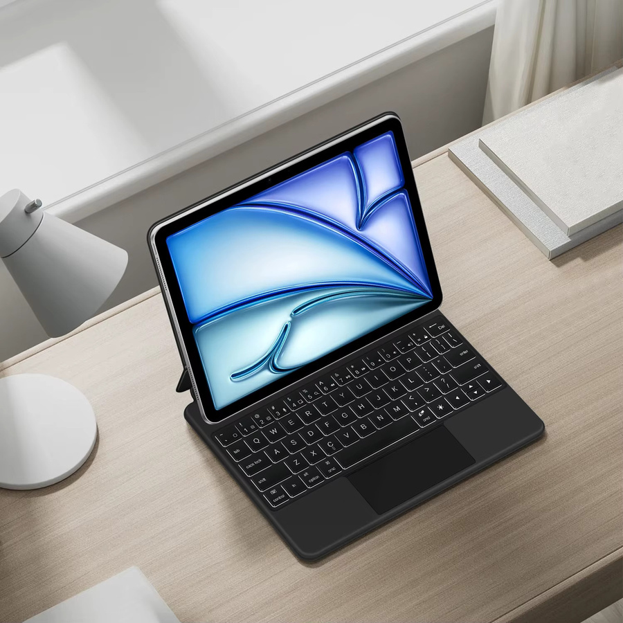 AJIUYU Magische Tastaturhülle mit Hintergrundbeleuchtung und Touchpad für iPad Air 11 Zoll M4 M3 M2 sowie iPad Pro 11 Zoll 2018-2022, Smart Magnetic Cover Case in Schwarz oder Weiß - Bild 6