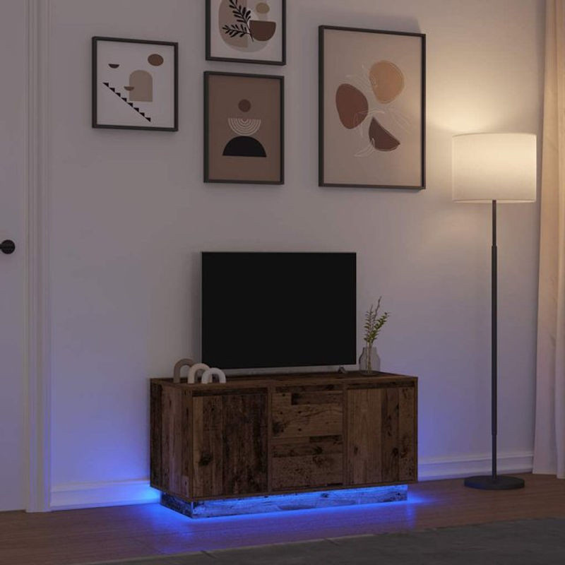 Vidaxl TV-Schrank in Braun mit LED-Leuchten im Industrial-Design aus Holzwerkstoff, B/T/H: 100 x 41 x 50 cm - Bild 1