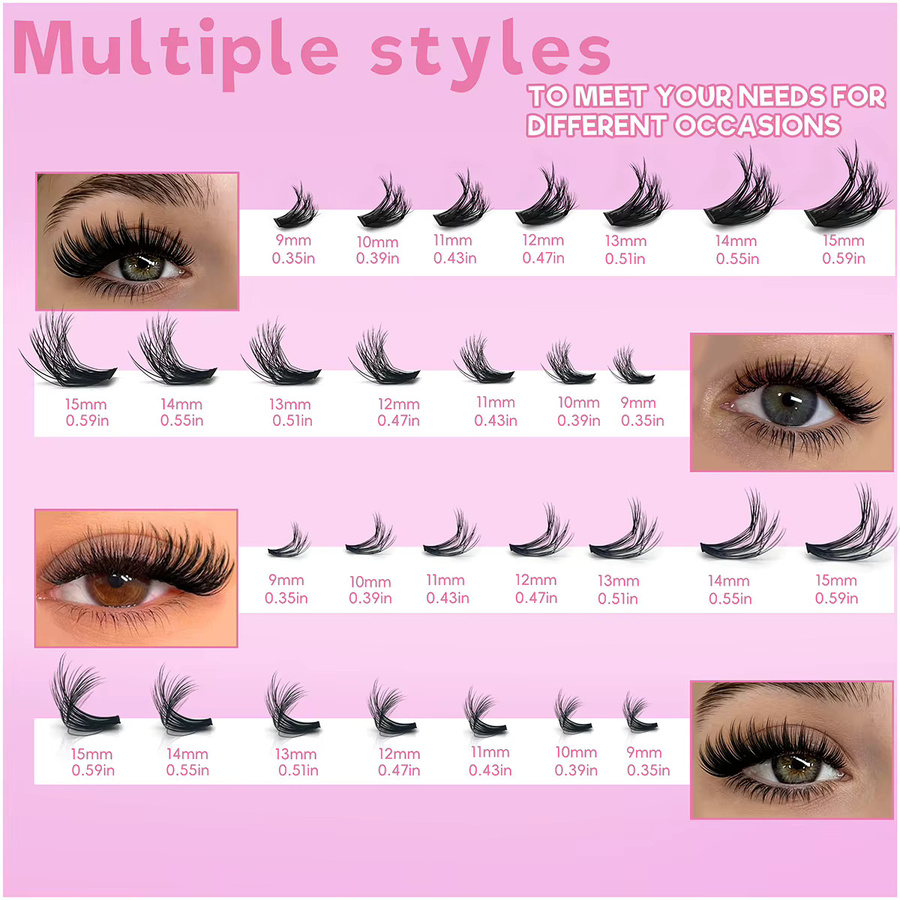 Anlinnet Falsche Wimpern, 10 Reihen, C-Rolle, Schwarz, Damen - Bild 4
