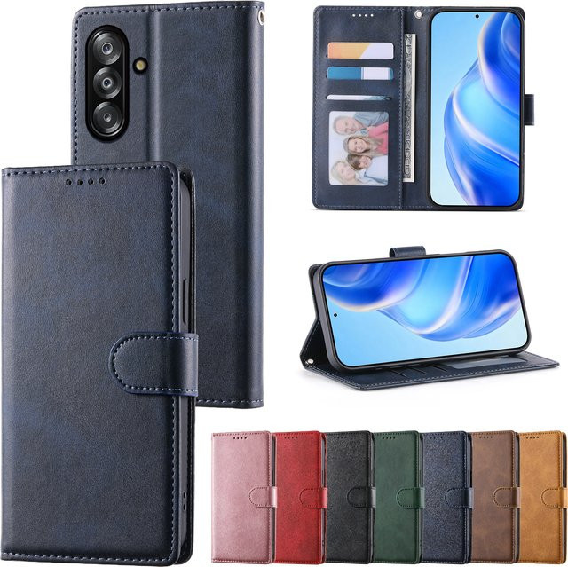 Leder Flip Case Wallet Cover für Samsung Galaxy (A17 A37 A57 A27 A36 A56 A16 A26 A15 A35 A55 A25 A05S A06 A14 A34 A54 A13 A53) in Braun - Bild 1