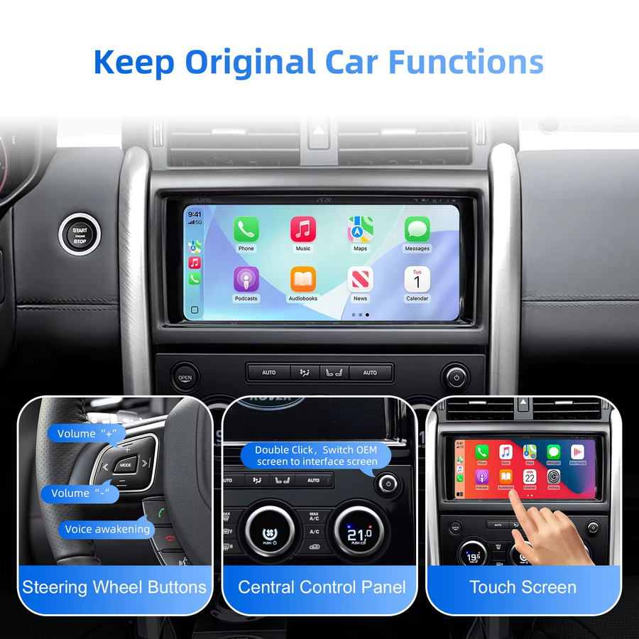ANYFAR Drahtloses CarPlay und Android Auto Retrofit Kit für Land Rover Jaguar Range Rover Evoque Discovery 5, XE, XF und F-Typ Modelle 2016–2019 - Bild 3