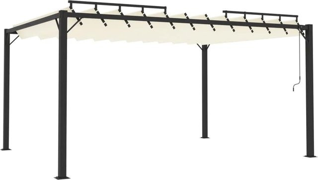 vidaXL Pavillon mit verstellbarem Lamellendach aus Aluminium und Stoff in Creme, B: 400 cm, T: 300 cm - Bild 1