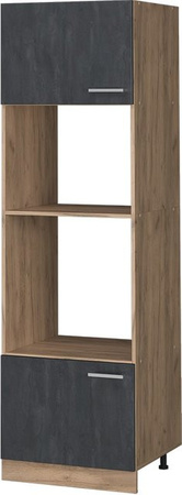 Vicco Mikrowellenschrank R-Line Küchenregal Schwarz Eiche B: 60 cm, T: 45,73 cm, H: 207 cm
