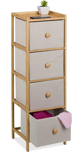 Relaxdays Kommode aus Bambus in Beige mit 4 Schubladen, B/T/H: 94 x 31 x 30 cm - Bild 1