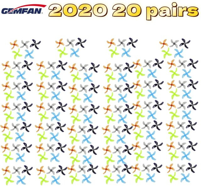 Gemfan Propeller, 20 Paar, 2 Zoll, 4-Blatt-PC, Kunststoff, Bunt / Mehrfarbig - Bild 1