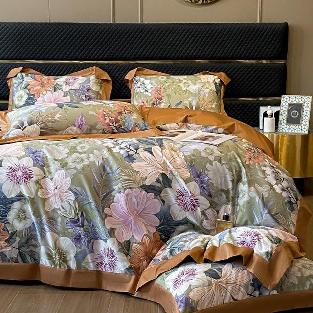 Bin Chi Textiles Bettwäsche-Set mit Blumendruck aus ägyptischer Baumwolle, 4-teilig, Multicolour, B/H: 180 x 200 cm - Bild 1