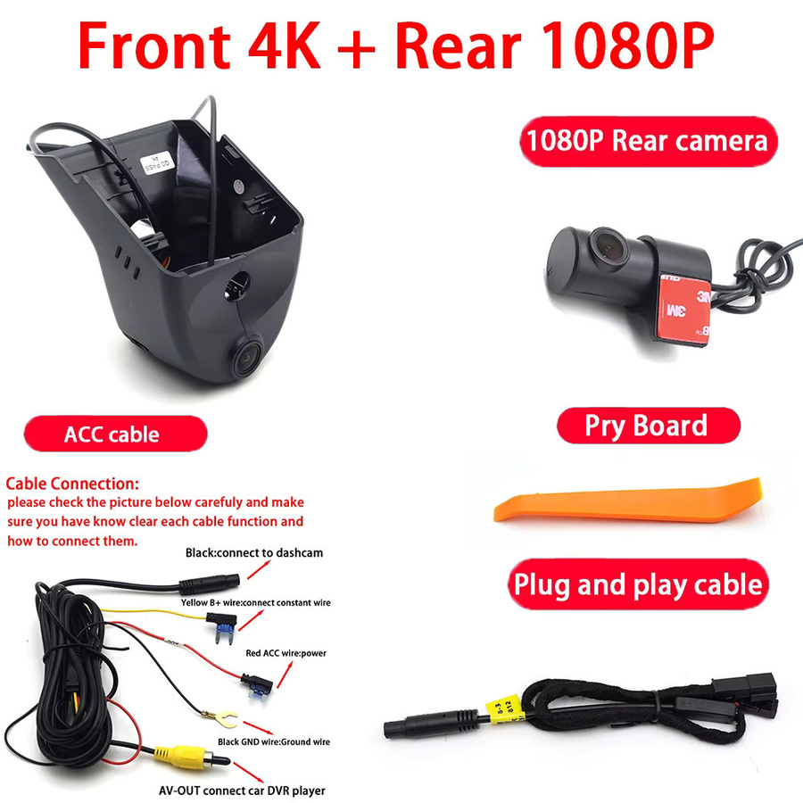 ZJCGO 4K Dash Cam Videorecorder mit Nachtsicht Plug and Play für Volkswagen VW Tayron Tiguan 3 Mk3, Schwarz - Bild 6