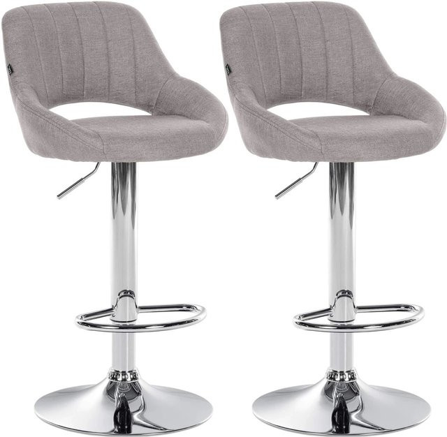 2er Set Barhocker DELUKE SEGAD in Grau mit Lehne und silbernen Metallfüßen, B/T/H: 47 x 48 x 85 cm - Bild 1