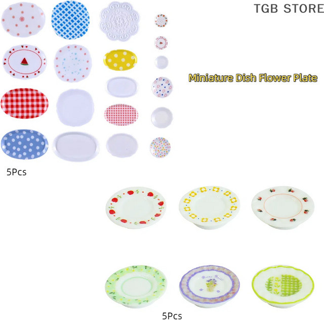 DIAPER&CORED Miniatur Küche Teller Blumenteller, Zubehör, 5-teiliges Set - Bild 1