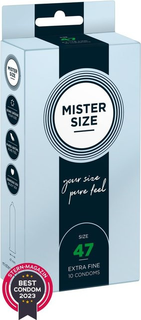 Mister Size Kondome, transparent, hauchdünn, feucht, 47 mm, Unisex - Bild 1