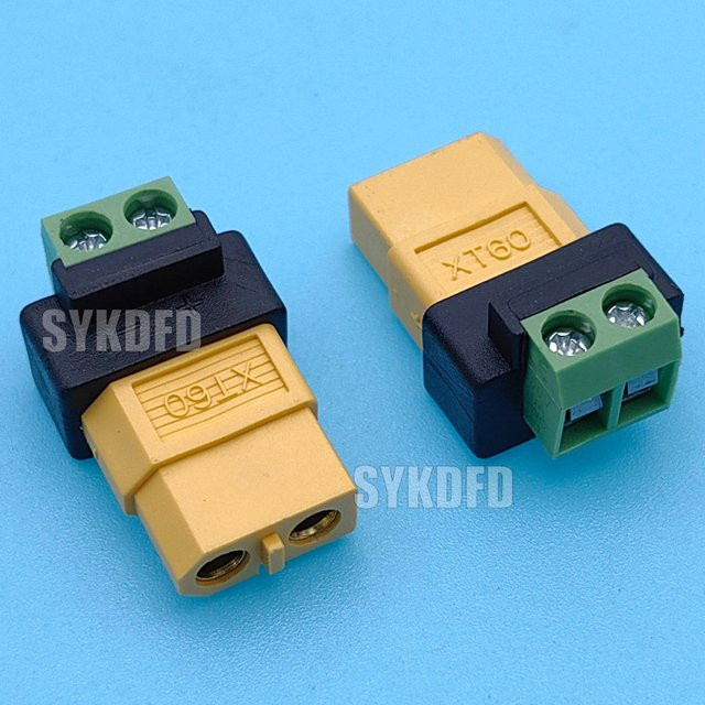 SYKDFD XT60 Adapter Set mit männlichen und weiblichen Steckern auf 2-polige Schraubklemmen für Drohnen, FPV und LiPo-Akkus - Bild 1