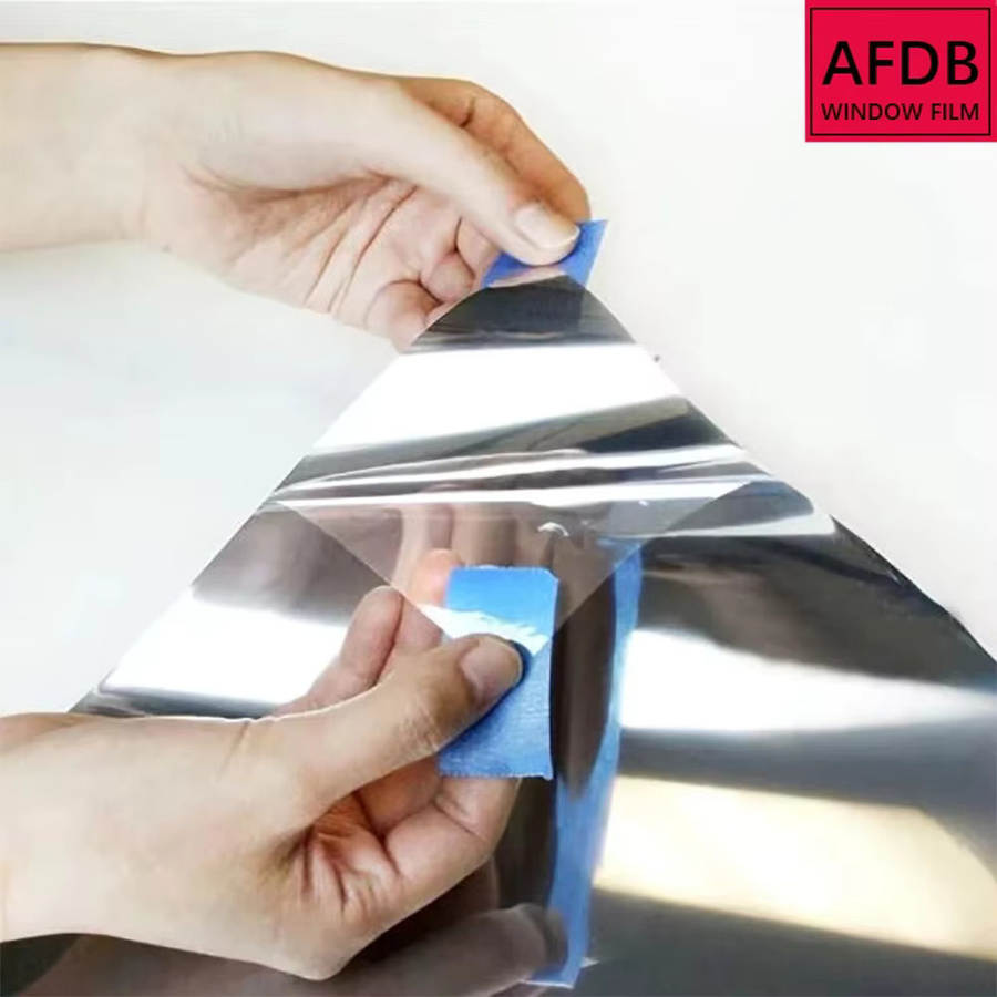 AFDB Silberne Fensterfolie mit 35 % VLT, selbstklebende verspiegelte Glasfolie zur Wärmeregulierung und UV-Schutz, reflektierende PET-Rolle - Bild 3