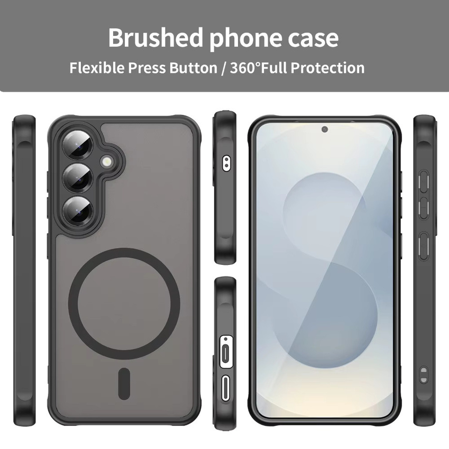 Lionxi Matte Handyhülle für Samsung Galaxy S25 Serie mit magnetischer kabelloser Ladefunktion in Schwarz und Blau - Bild 2