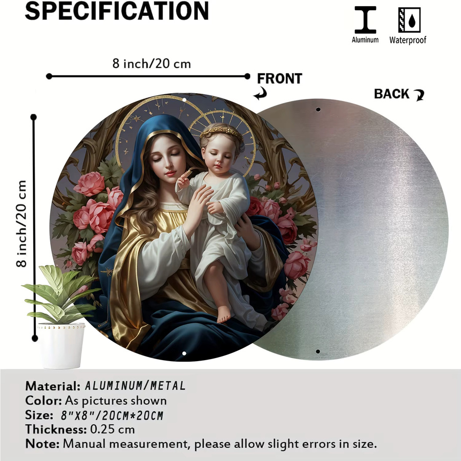 Runde Aluminium-Wandkunst Potdemiel mit Madonna-Motiv in Multicolour, Durchmesser: 20,32 cm - Bild 2