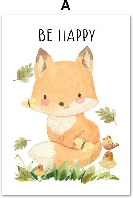 TPFLiving Poster Leinwand Modell A, abstraktes Illustrationen-Bild für Kinderzimmer und Jugendzimmer, Mehrfarbig, Breite: 13 cm, Höhe: 18 cm - Bild 1