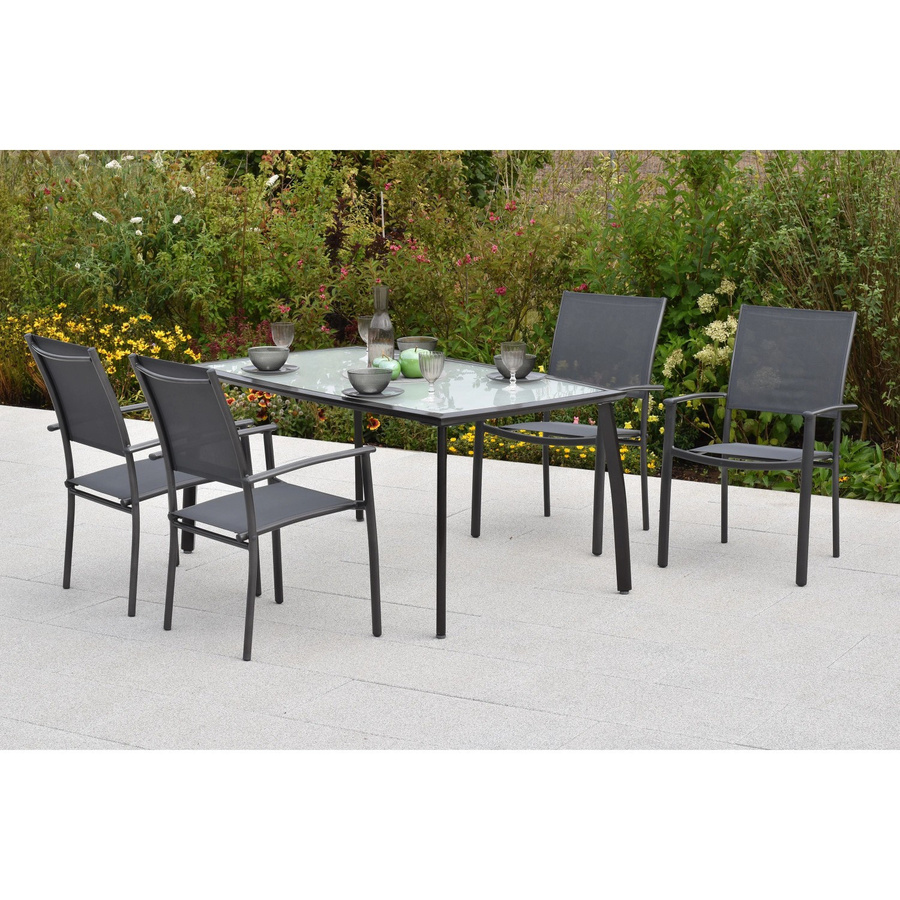 Merxx Milano Gartenmöbel-Set 5-tlg. aus Aluminium in Grau mit Tisch B: 150 cm, T: 90 cm - Bild 2