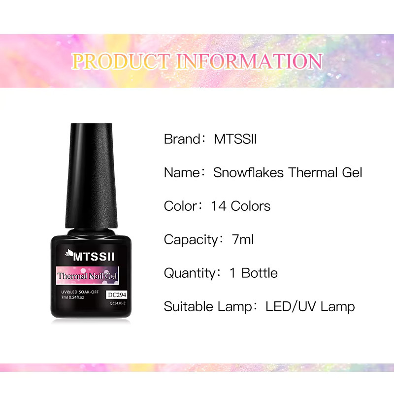 Mtssii Schnee-Glitter Thermischer Gel-Nagellack, 7 ml, Neon Ombre, Schimmernd - Bild 3