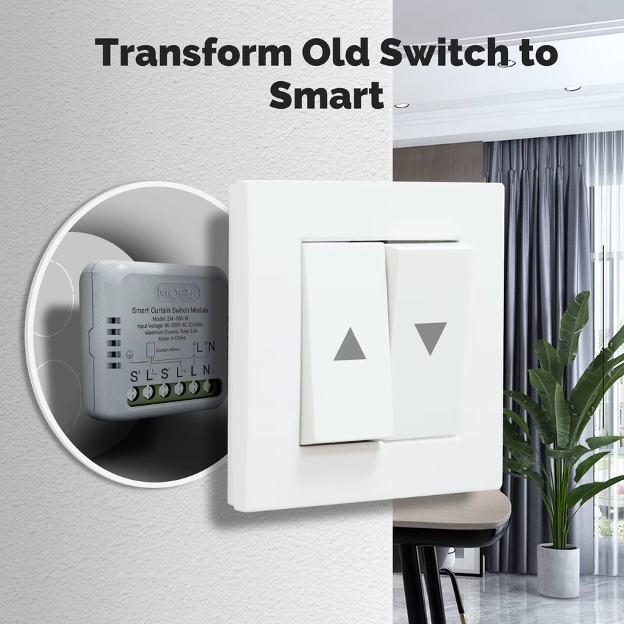 MOES Smart Vorhangschalter WiFi/ZigBee Modul in Weiß, Tuya Rocker Reset kompatibel mit App und Fernbedienung für Alexa und Google Home - Bild 3