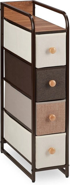 Relaxdays Schubladenschrank in Creme mit Holzoptik, B/T/H: 84,5 x 20 x 49,5 cm - Bild 1