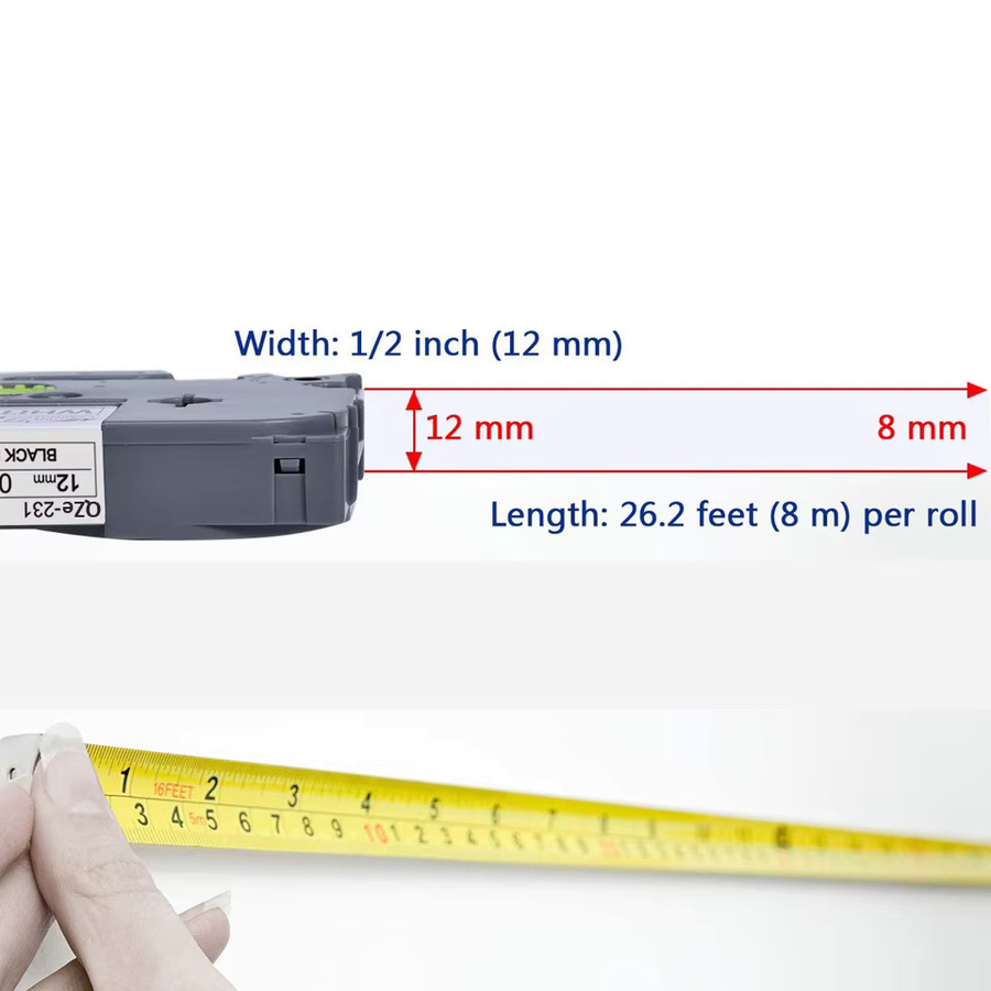 Brother Tze Tape TZe-231 Klebeband Schwarz auf Weiß für P-Touch Label Maker, Breite: 12 mm - Bild 2