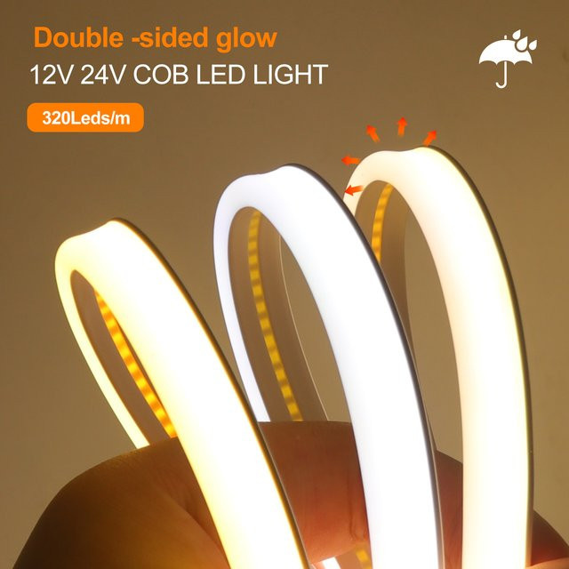 XUNATA COB-LED-Streifenlicht Weiß, doppelseitig leuchtendes LED-Neonband mit 320 LEDs, wasserdichtes flexibles Silikon-Lichtband für lineare Up-Down-Beleuchtung - Bild 1