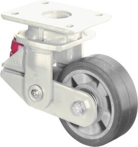 BS Gefederte Schwerlastrolle T100.B80.125 aus Aluminium in Schwarz und Silber mit Schraubbefestigung - Bild 1