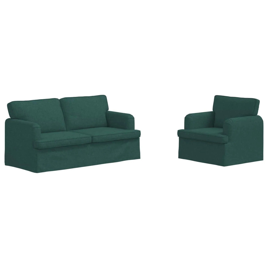 vidaXL Sofa 2-teilig Dunkelgrün L-Form mit Stoffbezug B/T/H: 162 x 80 x 85 cm - Bild 2