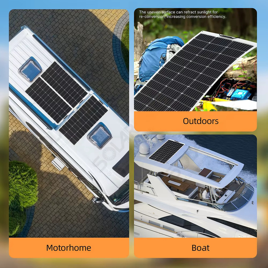 BOGUANG Solarpanel Set 300W mit flexiblem Solarmodul oder 2 Stück 150W Solarpanels für 12V und 24V Batterieladegeräte, Farbe: Schwarz - Bild 6