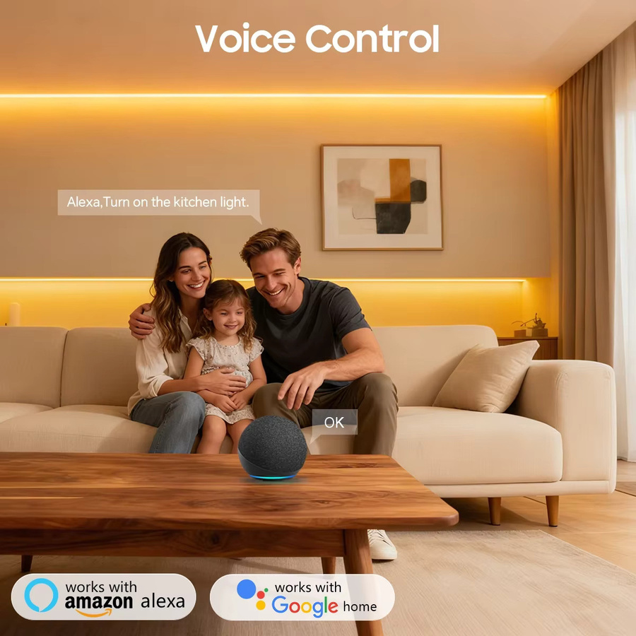 Tuya Smart COB Neon LED-Lichtstreifen in Weiß, selbstklebend und zuschneidbar, mit Silikonschlauch und Sprachsteuerung für Alexa und Google Home - Bild 2