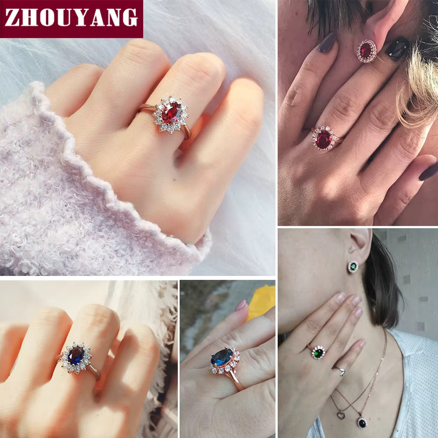 ZHOUYANG Ring, Kristall, Roségold, Damen, Verlobung - Bild 3