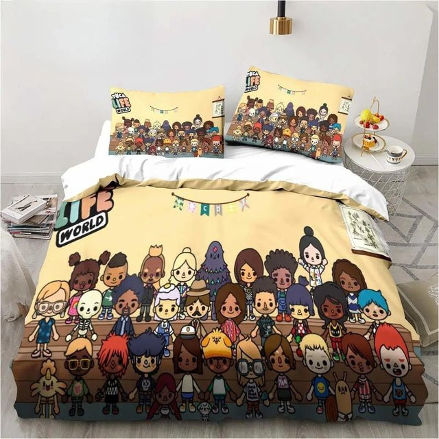 Toca Life World 3D Bettwäsche-Set mit Bettbezug und Kissenbezug, Mehrfarbig, B/H: 70 x 133 cm - Bild 1