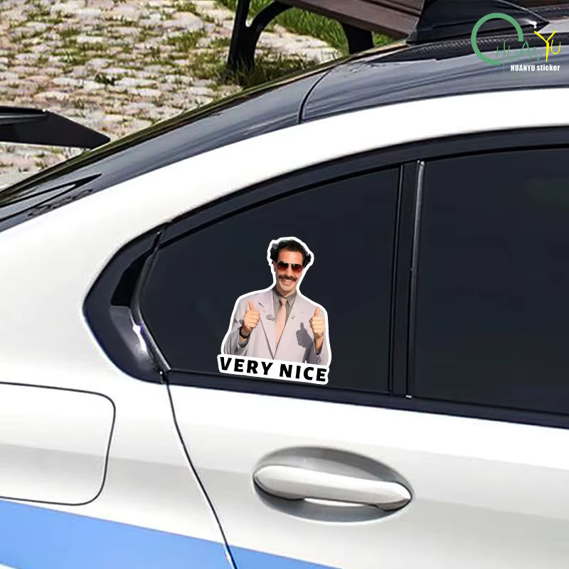 Borat Lustige Cartoon Aufkleber Mehrfarbig für Stoßstangen, Wasserflaschen und Gepäck B: 11,8 cm, H: 11,8 cm, T: 11,8 cm - Bild 5
