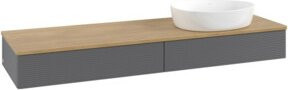 V&B Waschtischunterschrank Antao mit Frontstruktur und Beleuchtung, Eiche Honig und Anthrazit lackiert, B: 160 cm, T: 50 cm - Bild 1
