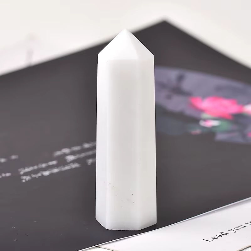 RYCRYSTAL Naturstein Kristall Obelisk aus weißem Marmor als Deko-Ornament für deine Wohnkultur - Bild 2
