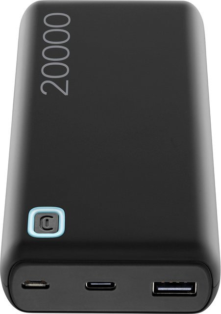 Cellularline Power Bank ESSENCE 20000 Schwarz mit Micro-USB, USB-C und USB-A Anschlüssen - Bild 1